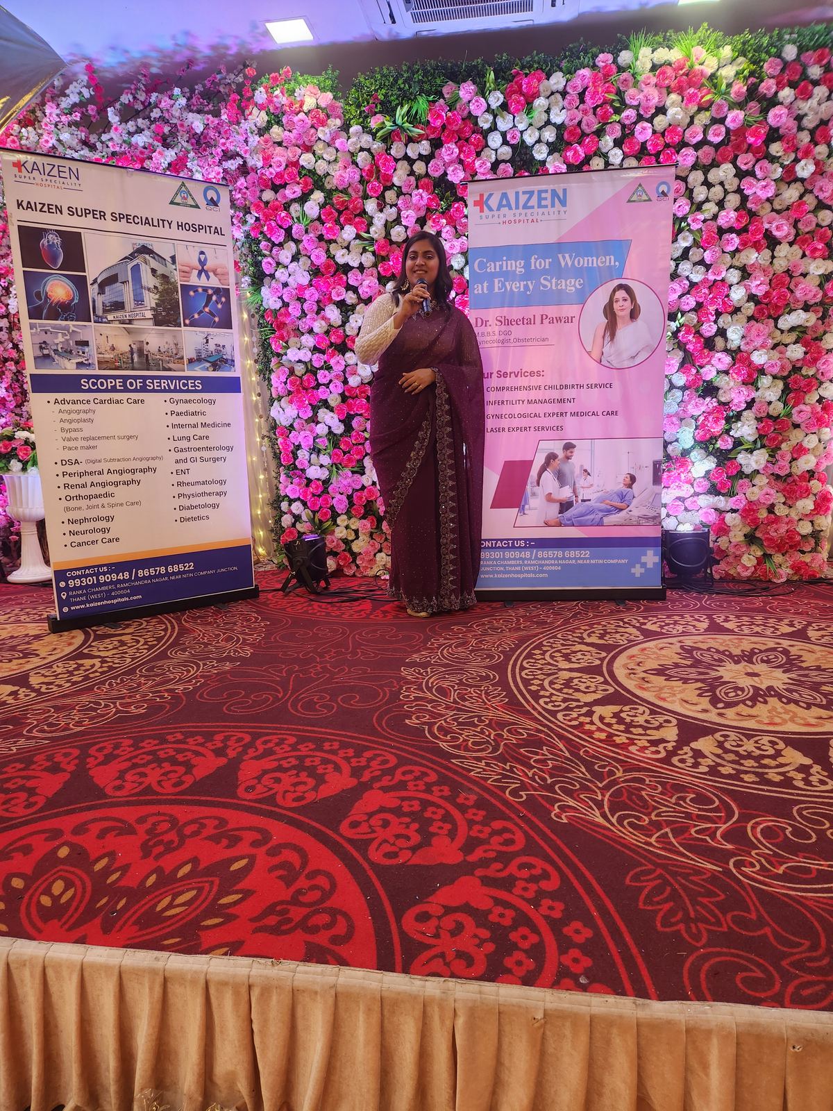 Anchor Ananya Kundu at a decorated corporate opening
