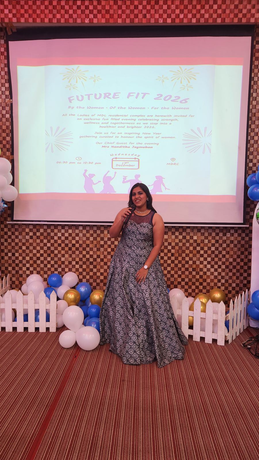 Anchor Ananya Kundu hosting a new year celebration