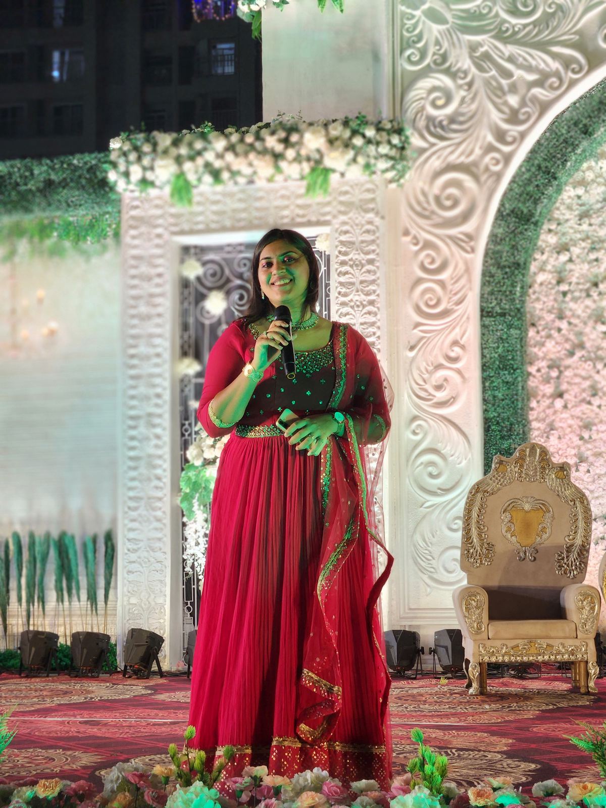 Anchor Ananya Kundu hosting wedding rituals in the evening
